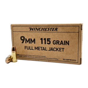 9mm – Winchester Service Grade 115 Grain FMJ – 50 Rounds