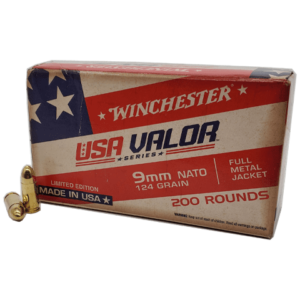 9mm – Winchester USA Valor 124 Grain FMJ 200 Round Pack