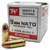 9mm – Winchester Target & Training 124 Grain Full Metal Jacket – 50 Rounds