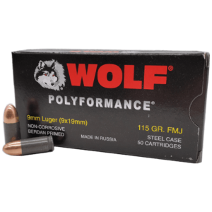 9mm – Wolf Polyformance 115 GR. FMJ Steel Case